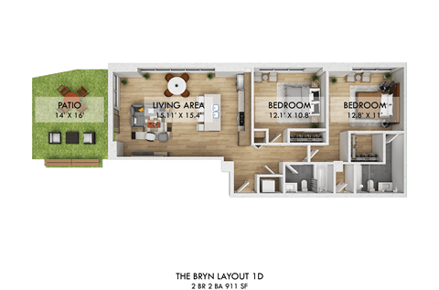 The Bryn 1D Two Bedroom Layout